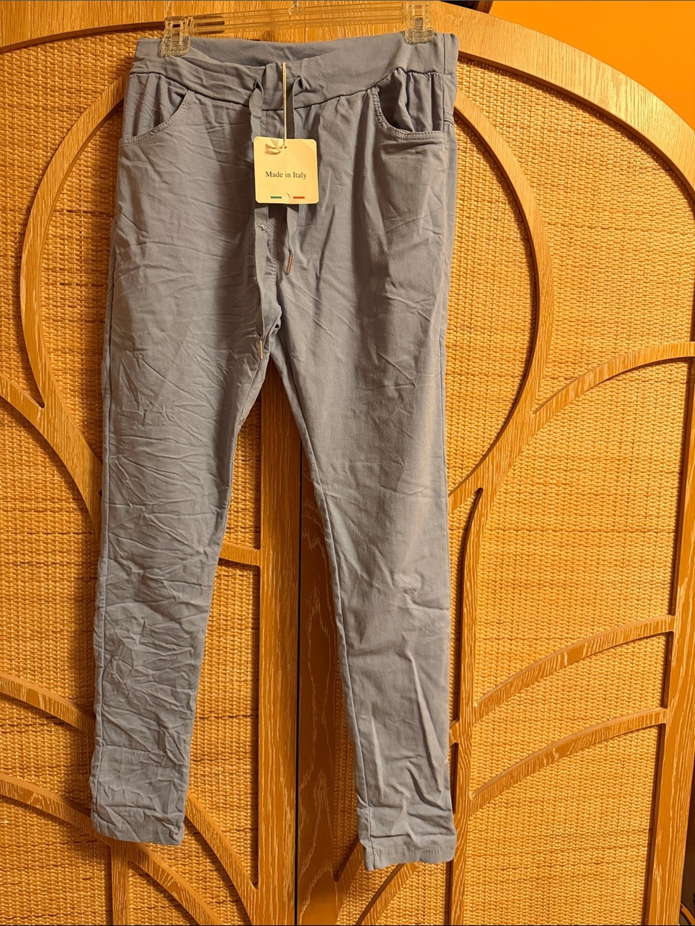 Women’s Light Blue Stretchy Casual Drawstring Pants